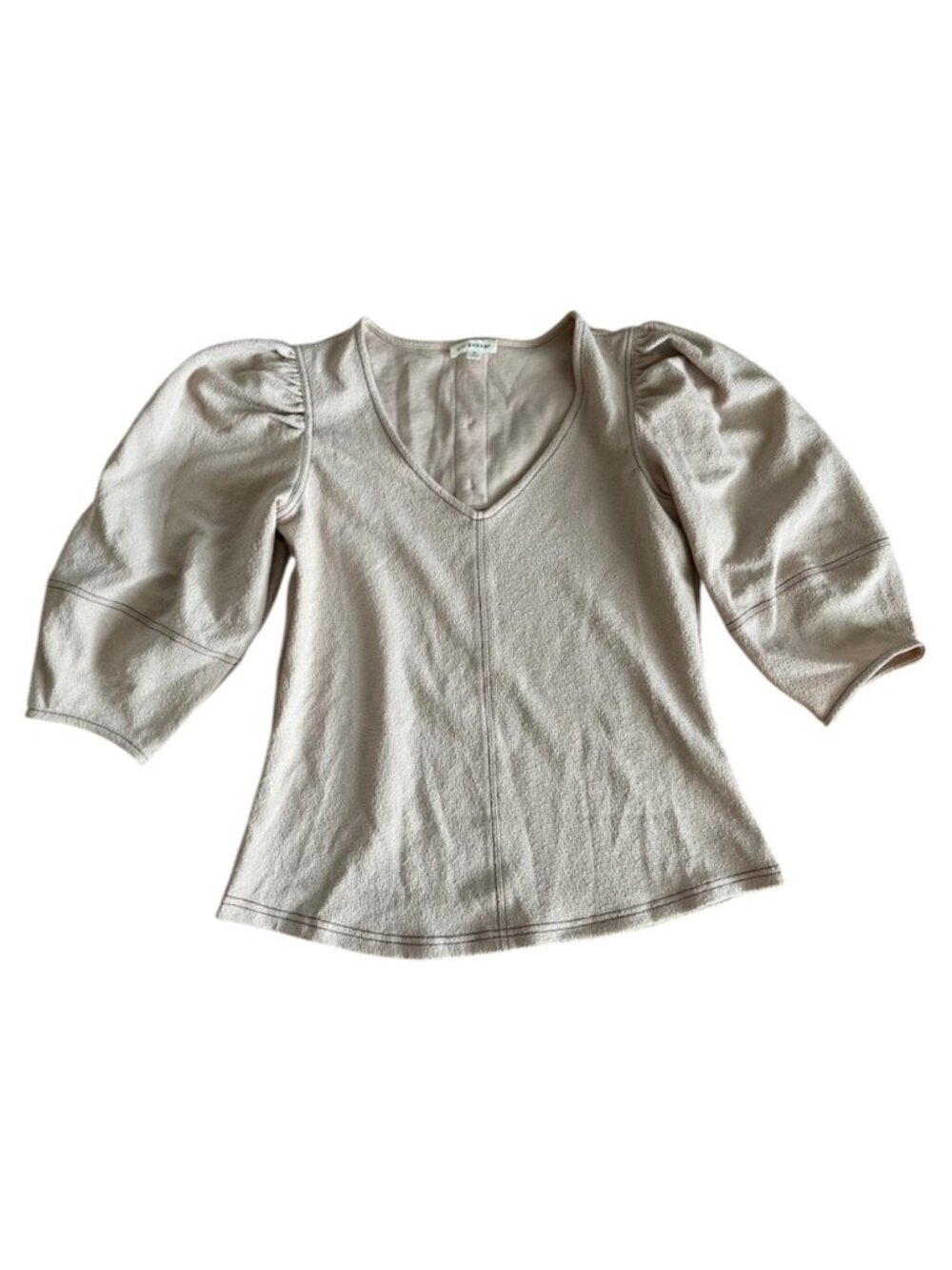 Women's/Juniors Blue Pepper Puff 3/4 Sleeve Cream Top - Size Small - Picture 1 of 1